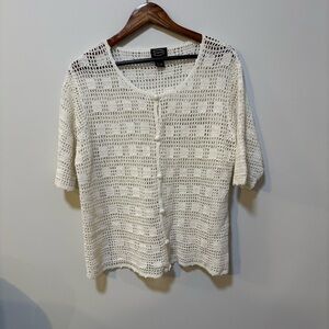 Women’s Large Crochet Cardigan Cotton Blend Boho Cottagecore Y2K Inspired